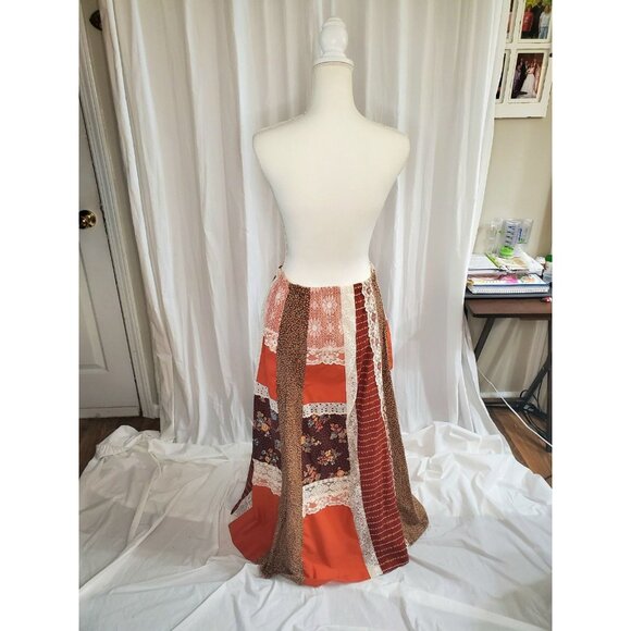 Carefree Fashions Patchwork Hippie Maxi Skirt Womens XL Floral Boho Fall Lined - Picture 10 of 16